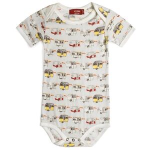 Milkbarn Kids Organic Cotton Short Sleeve Onesie Trailers/Camper